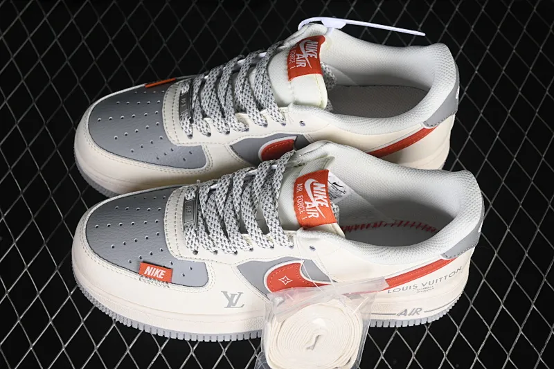 All categories Nk Air Force 1 Air Force series Nk Air Force 1 Low Air Force low-top Nike Air Force 1'07 Low joint beige gray red stitching Air Force 1 low-top casual sneakers JP8028-070